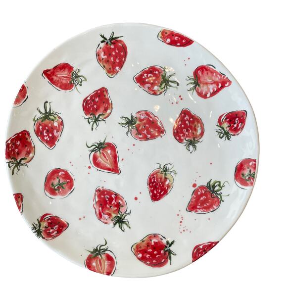 ELI + ANA Handmade Ceramics Strawberry Dinner Plates 11in Set of 4 NEW - Picture 7 of 10